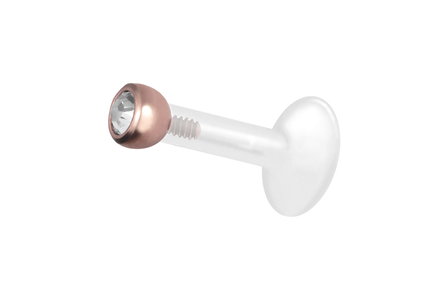 PTFE Labret Piercing mit Innengewinde + Titan-Aufsatz KRISTALL